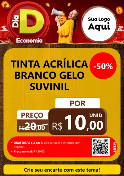 Modelo de Cartaz para Cartaz A4 Vertical com o tema Dia D Economia para Tintas e Ferramentas