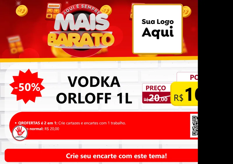 Modelo de Cartaz para Cartaz A4 Horizontal com o tema Mais Barato para Distribuidora de bebidas