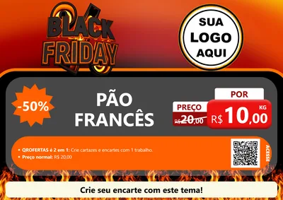 Modelo de Cartaz para Cartaz A4 Horizontal com o tema Black Friday para Padaria
