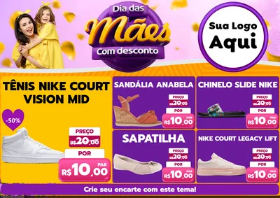 Modelo de Encarte para Encarte A4 Horizontal com o tema Dia das Mães com Desconto para Calçados