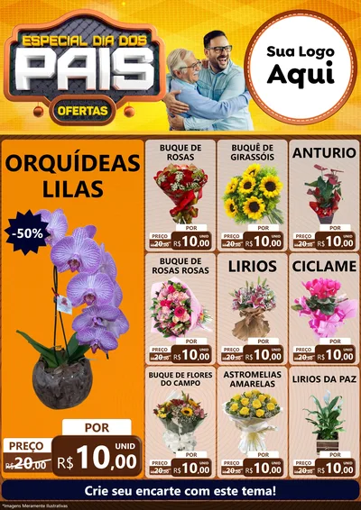 Modelo de Encarte para Encarte A4 Vertical com o tema Especial Dia dos Pais para Floricultura e jardim