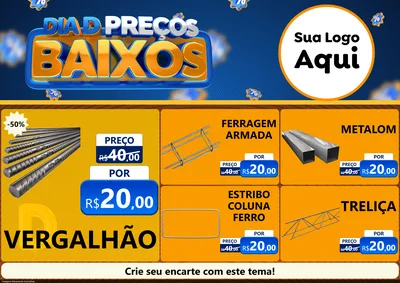 Modelo de Encarte para Encarte A4 Horizontal com o tema Dia D Preço Baixo para Ferragens