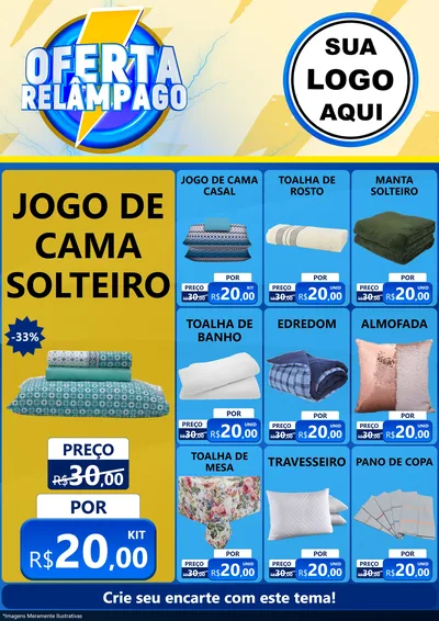 Modelo de Encarte para Encarte A4 Vertical com o tema Oferta Relâmpago para Cama, Mesa e Banho