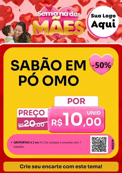 Modelo de Cartaz para Cartaz A4 Vertical com o tema Semana Das Mães para Produtos de Limpeza