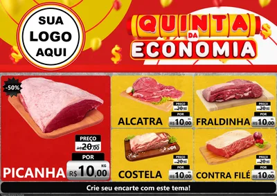 Modelo de Encarte para Encarte A4 Horizontal com o tema Quinta da Economia para Açougue