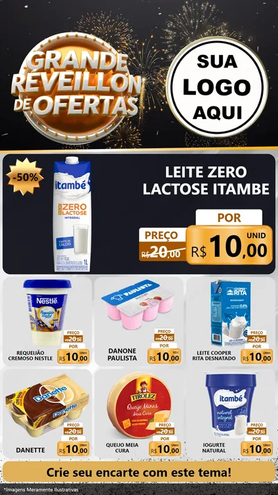Modelo de Rede Social para Stories com o tema Grande Réveillon de Ofertas para Frios e Laticínios