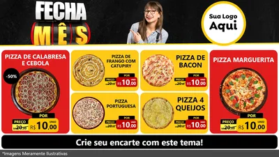 Modelo de TV para TV Horizontal com o tema Fecha Mês para Pizzaria