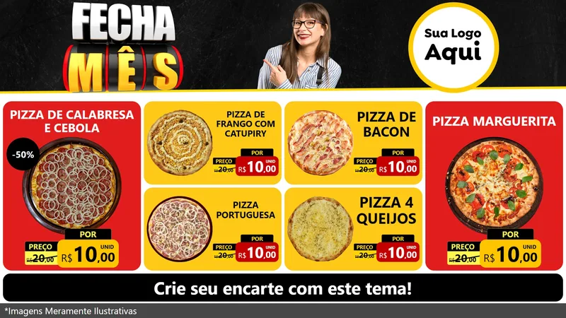Modelo de TV para TV Horizontal com o tema Fecha Mês para Pizzaria