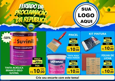 Modelo de Encarte para Encarte A4 Horizontal com o tema Feriado da Proclamação da República para Tintas e Ferramentas