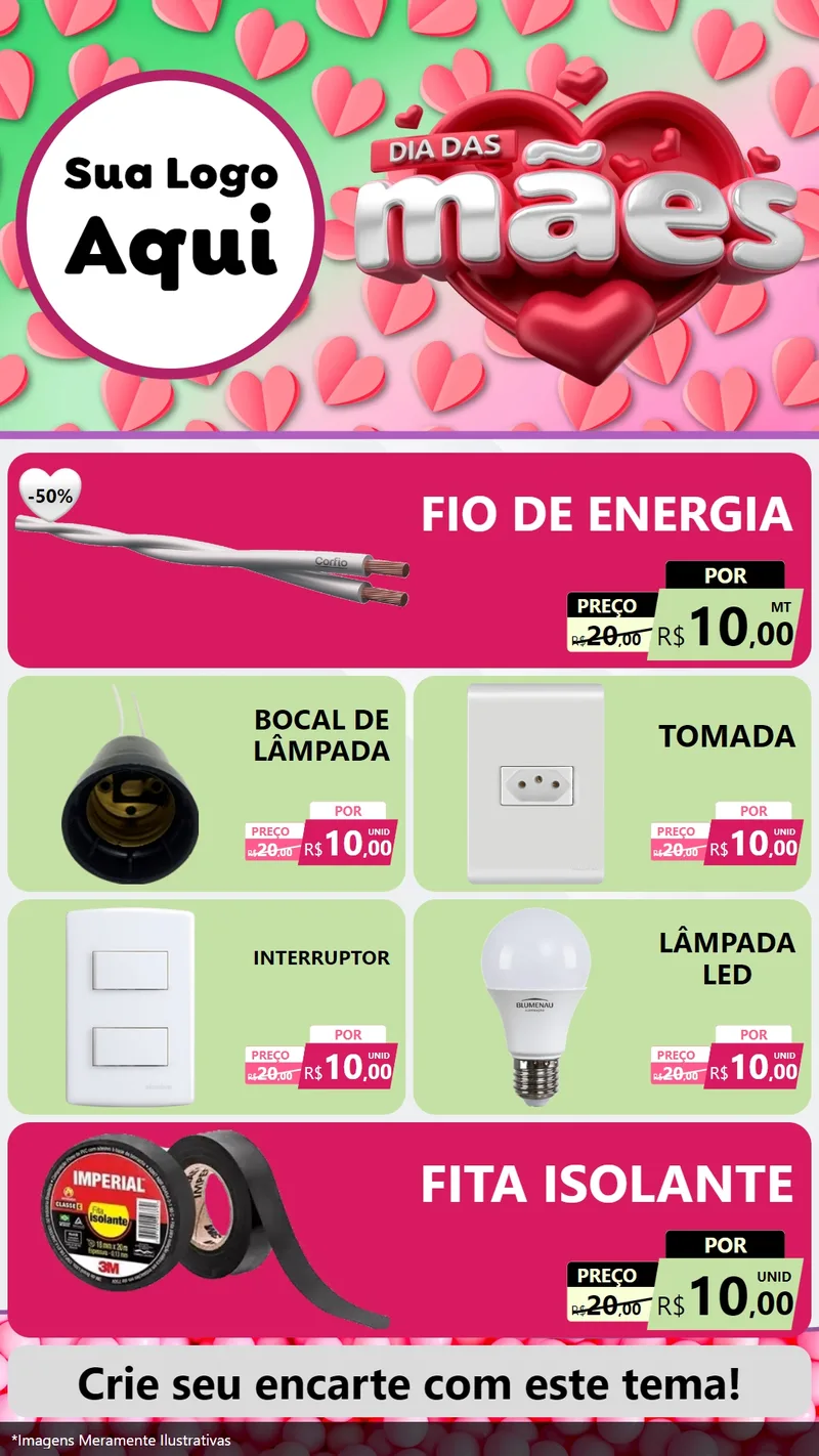 Modelo de TV para TV Vertical com o tema Dia das Mães para Materiais Elétricos