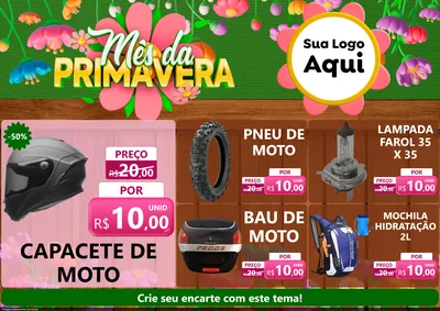 Modelo de Encarte para Encarte A4 Horizontal com o tema Mês da Primavera para Moto peças