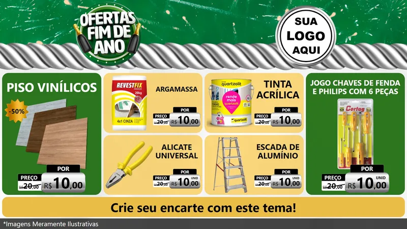 Modelo de TV para TV Horizontal com o tema Ofertas Fim de Ano para Material para Construção
