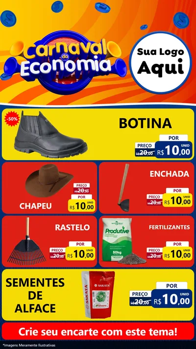 Modelo de TV para TV Vertical com o tema Carnaval da Economia para Agropecuária