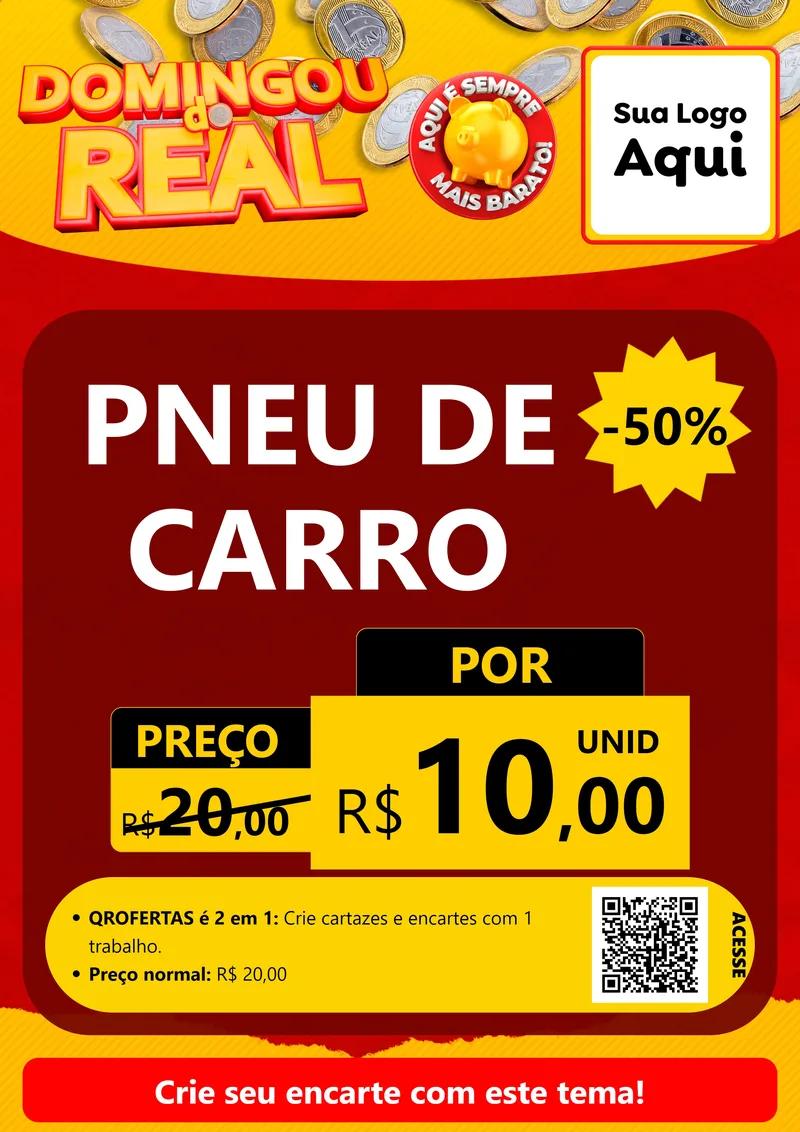 Modelo de Cartaz para Cartaz A4 Vertical com o tema Domingou do Real para Auto peças