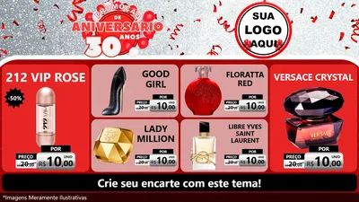 Modelo de TV para TV Horizontal com o tema Promoção de Aniversário - 30 Anos para Perfumes
