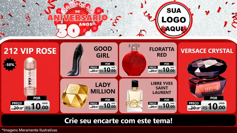 Modelo de TV para TV Horizontal com o tema Promoção de Aniversário - 30 Anos para Perfumes