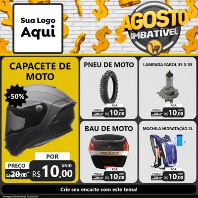 Modelo de Rede Social para Feed Facebook com o tema Agosto imbatível para Moto peças