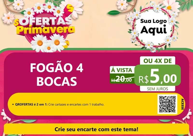 Modelo de Cartaz para Cartaz A4 Horizontal com o tema Ofertas de Primavera para Móveis e Eletro