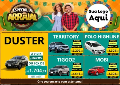 Modelo de Encarte para Encarte A4 Horizontal com o tema Especial De Arraial para Concessionaria de Carros