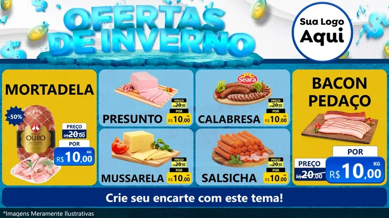 Modelo de TV para TV Horizontal com o tema Ofertas de Inverno para Frios e Laticínios