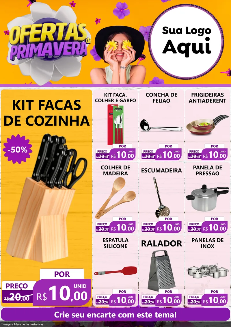 Modelo de Encarte para Encarte A4 Vertical com o tema Ofertas Da Primavera para Utilidades Domésticas