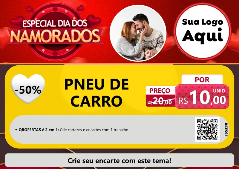 Modelo de Cartaz para Cartaz A4 Horizontal com o tema Especial Dia Dos Namorados para Auto peças