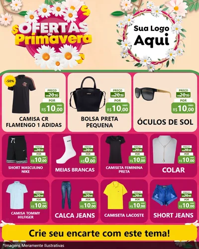 Modelo de Rede Social para Feed Instagram com o tema Ofertas de Primavera para Roupas e acessórios