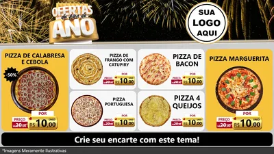 Modelo de TV para TV Horizontal com o tema Ofertas de Fim de Ano para Pizzaria