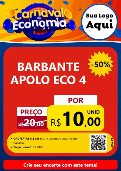Modelo de Cartaz para Cartaz A4 Vertical com o tema Carnaval da Economia para Armarinho e Aviamentos