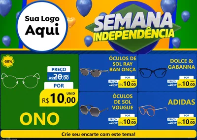 Modelo de Encarte para Encarte A4 Horizontal com o tema Semana da Independência para Óticas