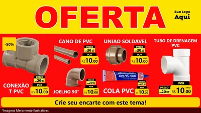 Modelo de TV para TV Horizontal com o tema OFERTA - Vermelho Cartaz para Tubos e conexões