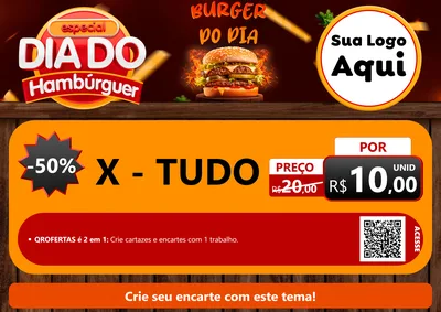Modelo de Cartaz para Cartaz A4 Horizontal com o tema Especial Dia do Hambúrguer para Hamburgueria