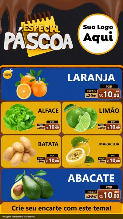 Modelo de TV para TV Vertical com o tema Especial Páscoa para Hortifrúti