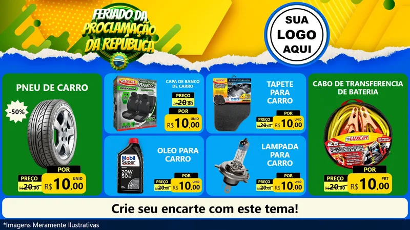 Modelo de TV para TV Horizontal com o tema Feriado da Proclamação da República para Auto peças