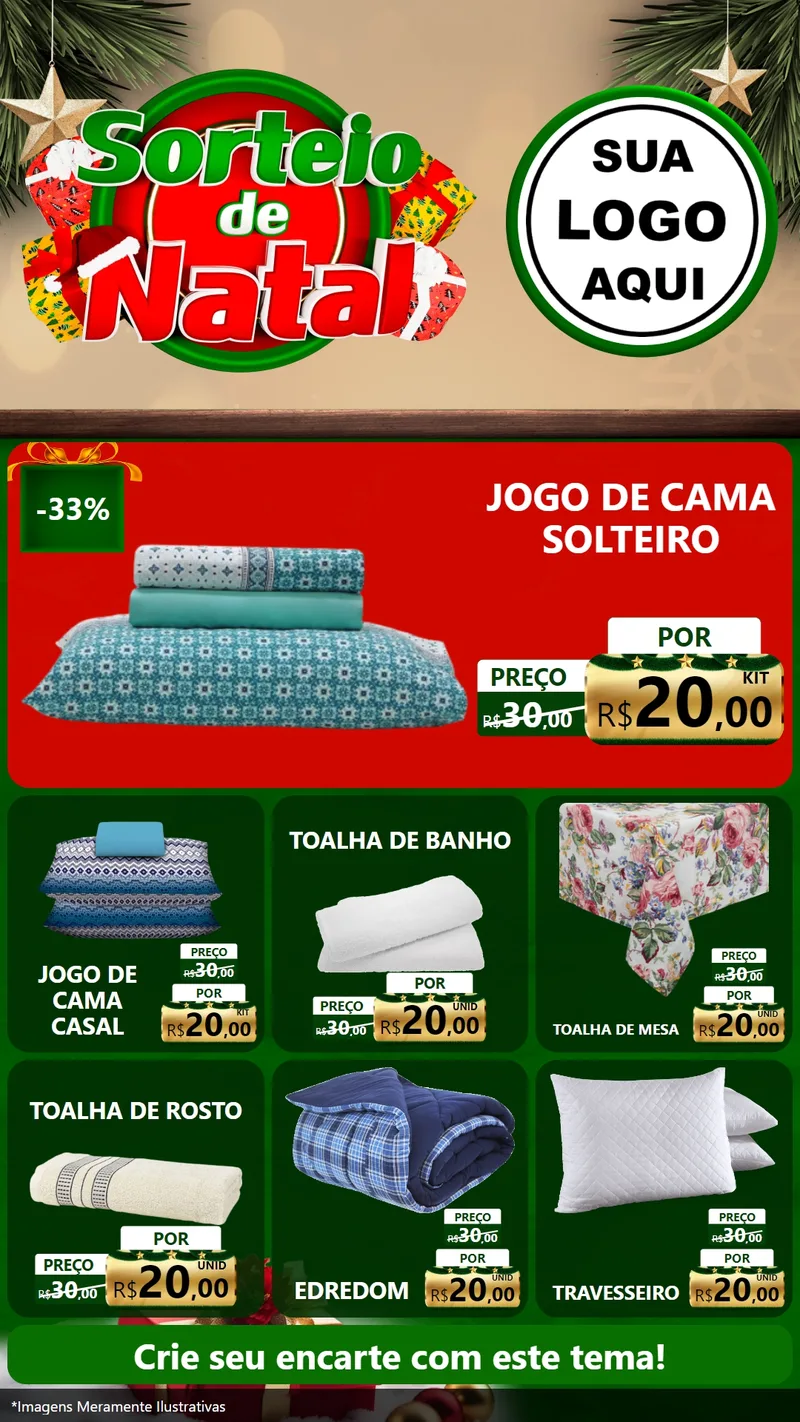 Modelo de Rede Social para Stories com o tema Sorteio de Natal para Cama, Mesa e Banho