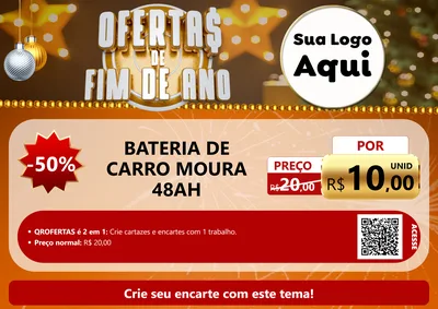 Modelo de Cartaz para Cartaz A4 Horizontal com o tema Ofertas de Fim de Ano para Baterias Elétricas