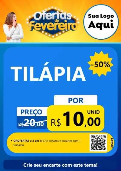 Modelo de Cartaz para Cartaz A4 Vertical com o tema Ofertas de Fevereiro para Peixaria