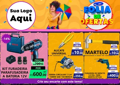 Modelo de Encarte para Encarte A4 Horizontal com o tema Folia de Ofertas para Maquinas e Ferramentas