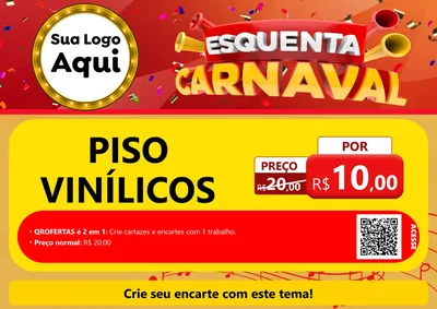 Modelo de Cartaz para Cartaz A4 Horizontal com o tema Esquenta Carnaval para Material para Construção