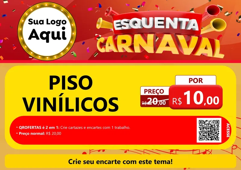 Modelo de Cartaz para Cartaz A4 Horizontal com o tema Esquenta Carnaval para Material para Construção