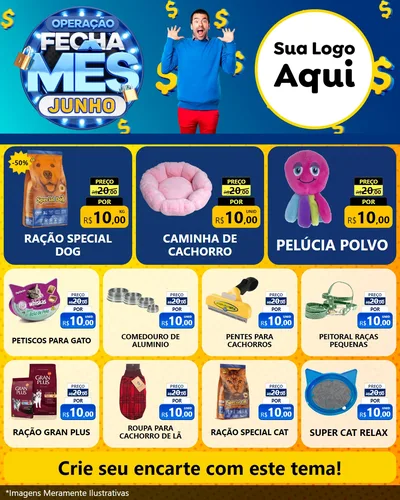 Modelo de Rede Social para Feed Instagram com o tema Operação Fecha Mês, Junho para Pet Shop