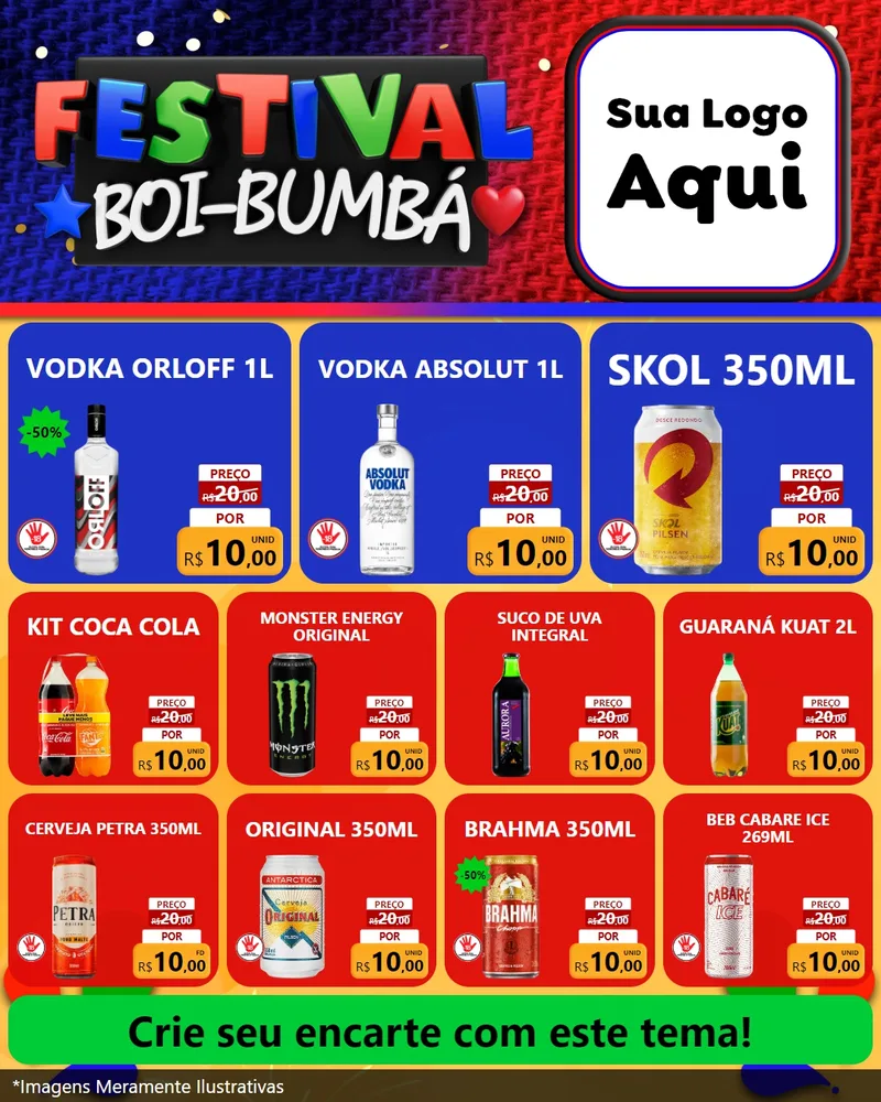 Modelo de Rede Social para Feed Instagram com o tema Festival Boi-Bumbá para Distribuidora de bebidas