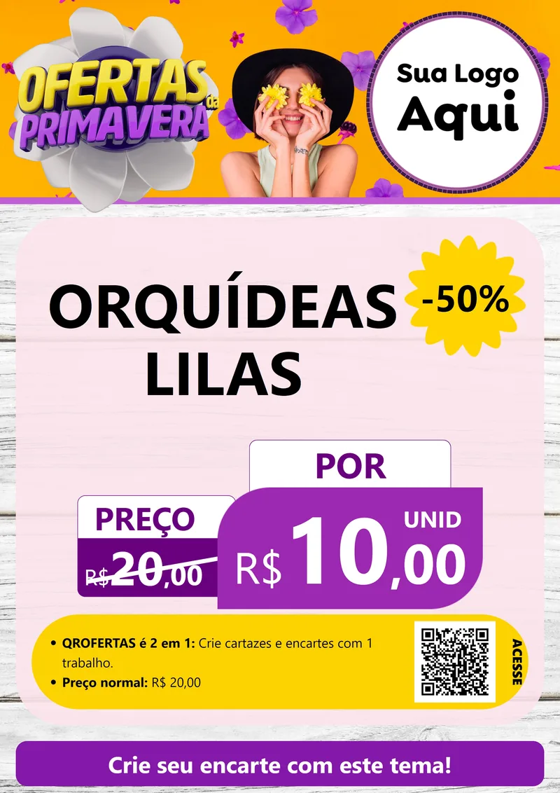 Modelo de Cartaz para Cartaz A4 Vertical com o tema Ofertas Da Primavera para Floricultura e jardim
