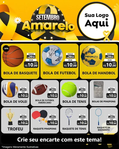 Modelo de Rede Social para Feed Instagram com o tema Setembro Amarelo para Artigos Esportivos