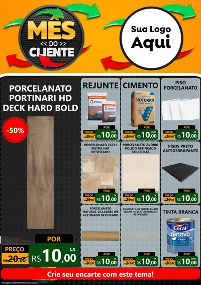 Modelo de Encarte para Encarte A4 Vertical com o tema Mês do Cliente para Pisos e revestimentos
