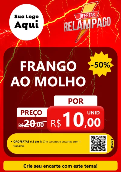 Modelo de Cartaz para Cartaz A4 Vertical com o tema Ofertas Relâmpago para Restaurante