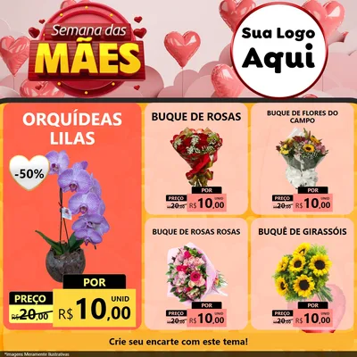Modelo de Rede Social para Feed Facebook com o tema Semana das Mães para Floricultura e jardim