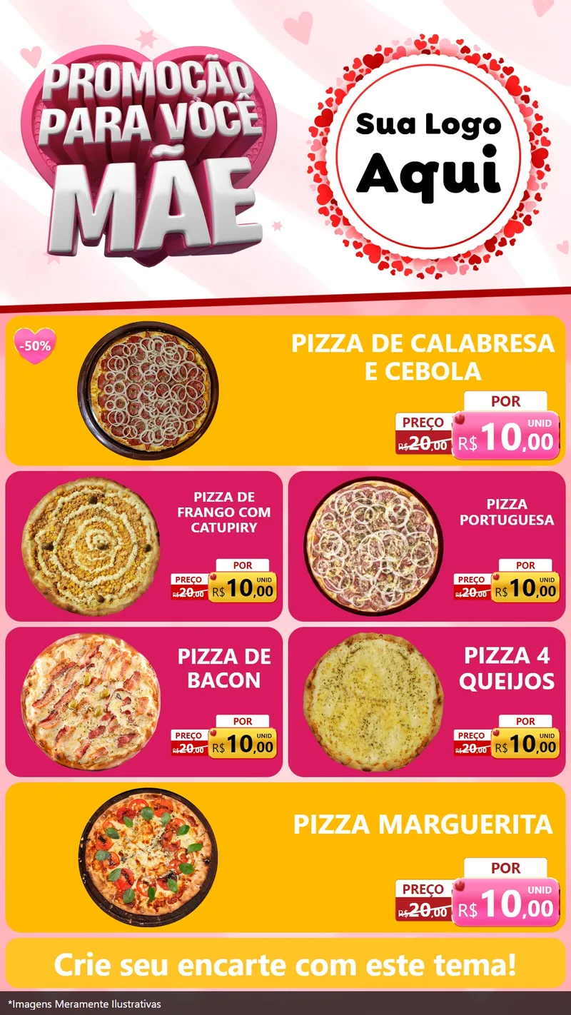 Modelo de TV para TV Vertical com o tema Promoção Para Você Mãe para Pizzaria