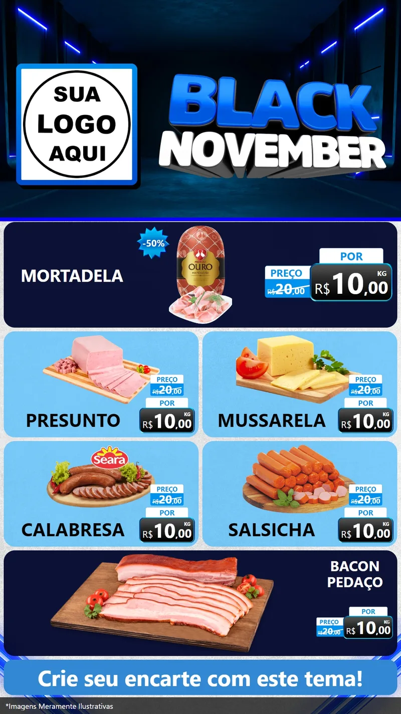 Modelo de TV para TV Vertical com o tema Black November para Frios e Laticínios