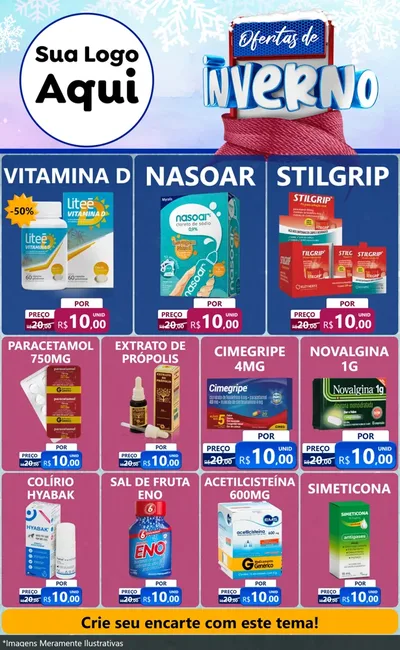 Modelo de Encarte para Encarte Grande com o tema Ofertas de Inverno para Farmácia